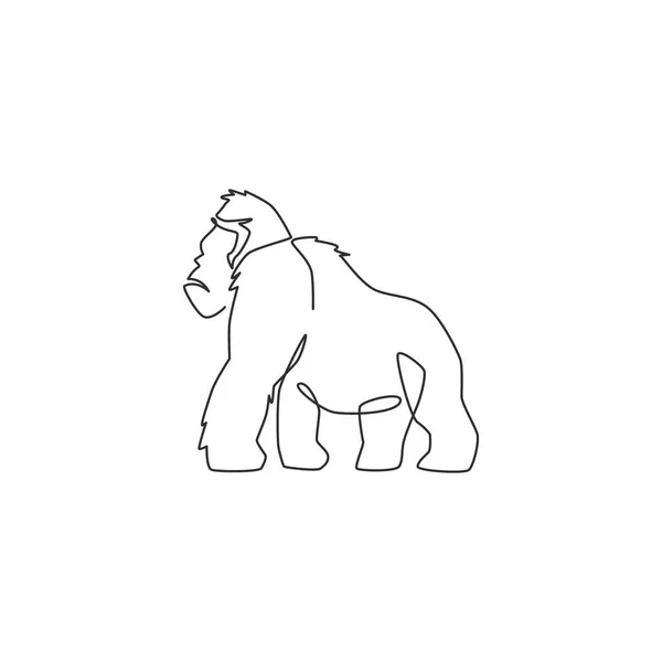 Dibujo Línea Continua Única Gorila Para Identidad Del Logotipo Del — Archivo Imágenes Vectoriales