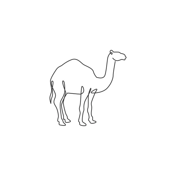 Una Sola Línea Dibujo Fuerte Camello Árabe Del Desierto Para — Archivo Imágenes Vectoriales