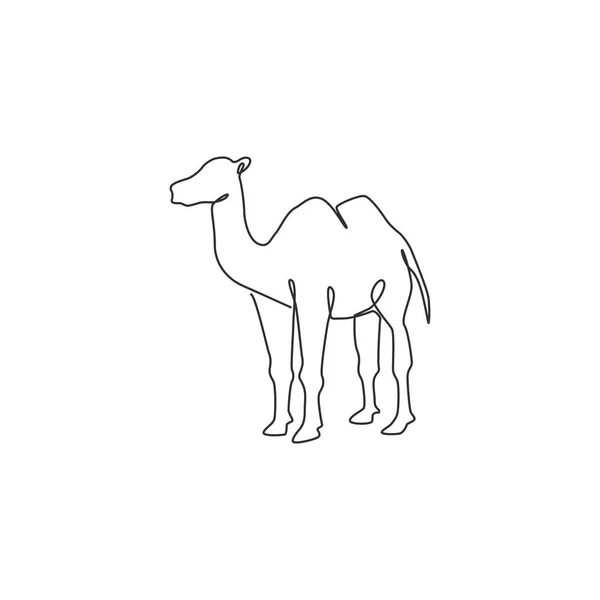 Una Línea Continua Dibujo Camello Desierto Árabe Para Identidad Del — Archivo Imágenes Vectoriales