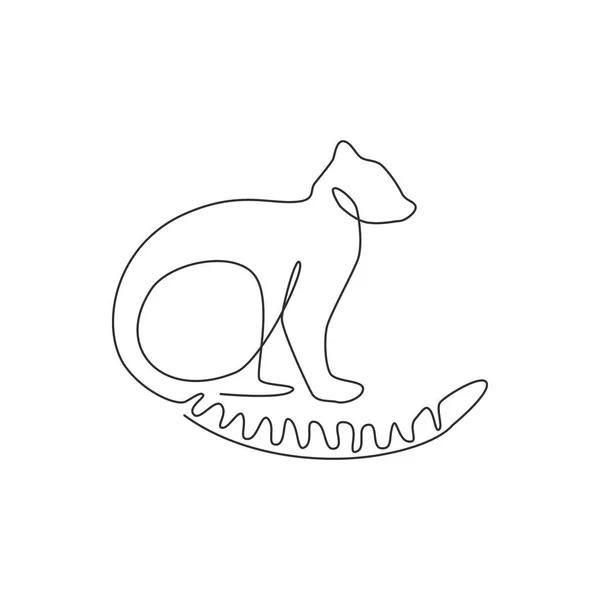 One Continuous Line Drawing Lovely Adorable Lemur Logo Identity Симпатичный — стоковый вектор