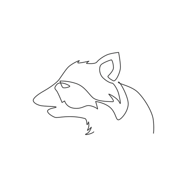 One Continuous Line Drawing Adorable Cute Head Raccoon Sport Logo — стоковый вектор