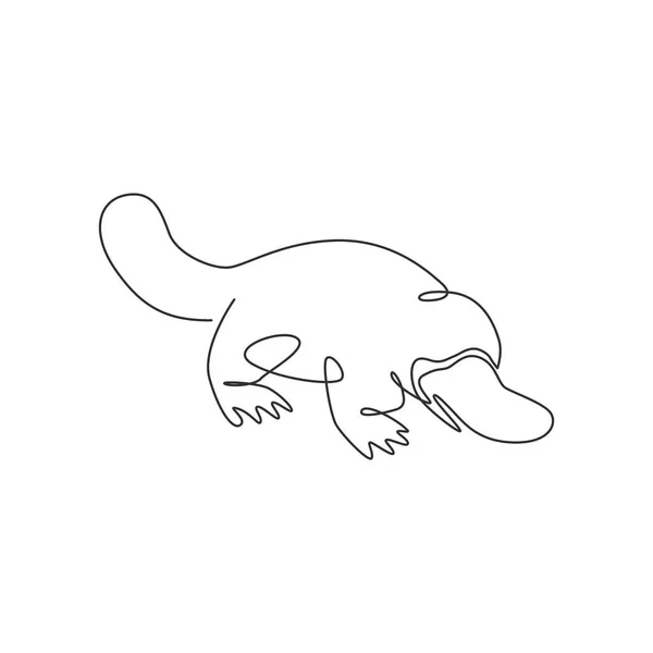 Dessin Ligne Continue Mignon Ornithorynque Pour Identité Logo Concept Australien — Image vectorielle