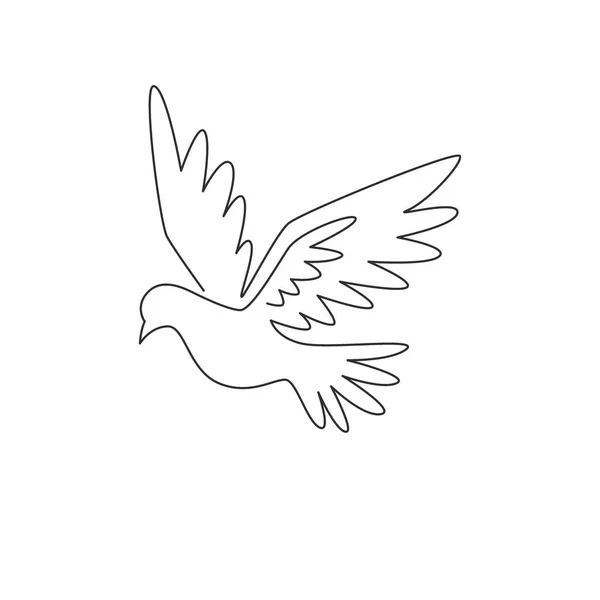 ロゴのアイデンティティのためのかわいいエレガントなフライ鳩の鳥の一本の線画 ガンファイターアイコンのための愛らしいハトマスコットのコンセプト 現代の連続線グラフィック描画ベクトルイラスト — ストックベクタ
