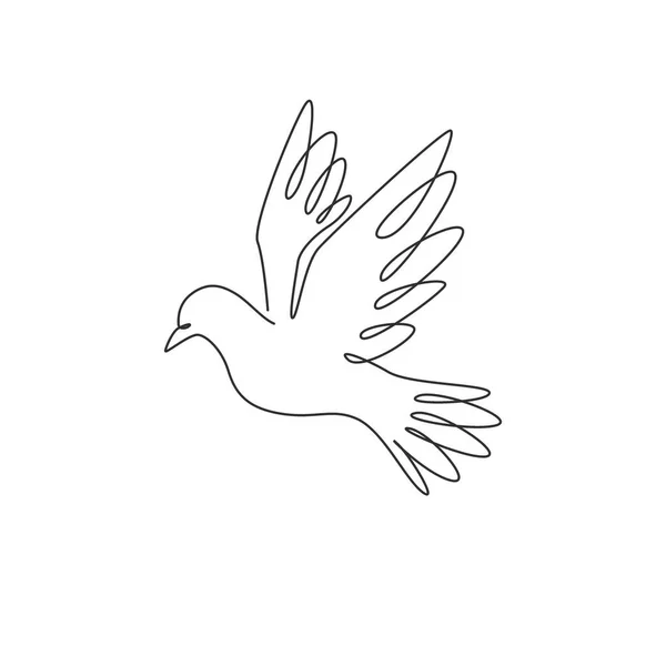 Single Continuous Line Drawing Adorable Flying Dove Bird Logo Identity — Stock Vector