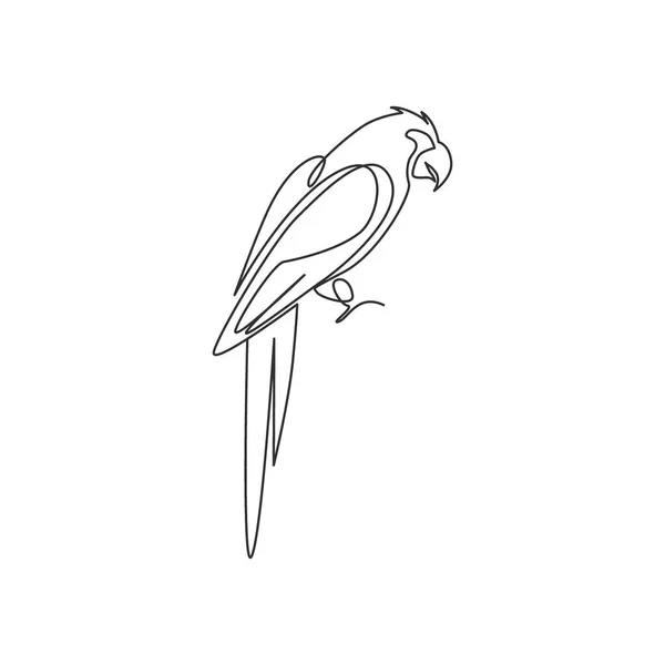 One Continuous Line Drawing Smart Funny Parrot Bird Company Logo — стоковый вектор