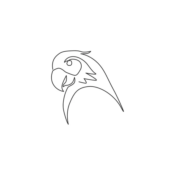 Μια Συνεχής Γραμμή Σχέδιο Χαριτωμένο Παπαγάλο Κεφάλι Πουλί Για Την — Διανυσματικό Αρχείο