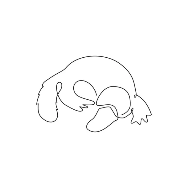 用于标识标识标识的智能独特鸭嘴兽的单行绘图 典型的可爱的澳大利亚动物吉祥物概念的国家公园图标 趋势连续线条绘图图形设计矢量插图 — 图库矢量图片
