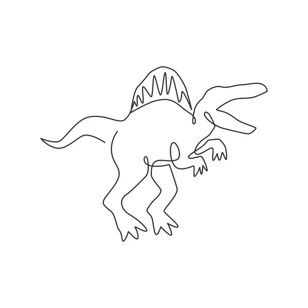Een Continue Lijn Tekening Van Agressieve Dinosaurussen Dier Voor Logo — Stockvector