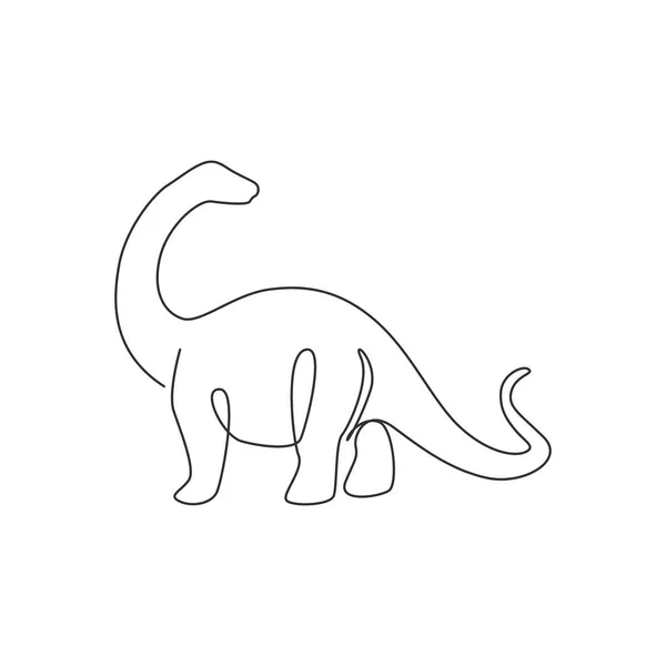 Однорядковий Безперервний Малюнок Тварин Ідентифікації Логотипу Доісторична Концепція Талісмана Тварин — стоковий вектор