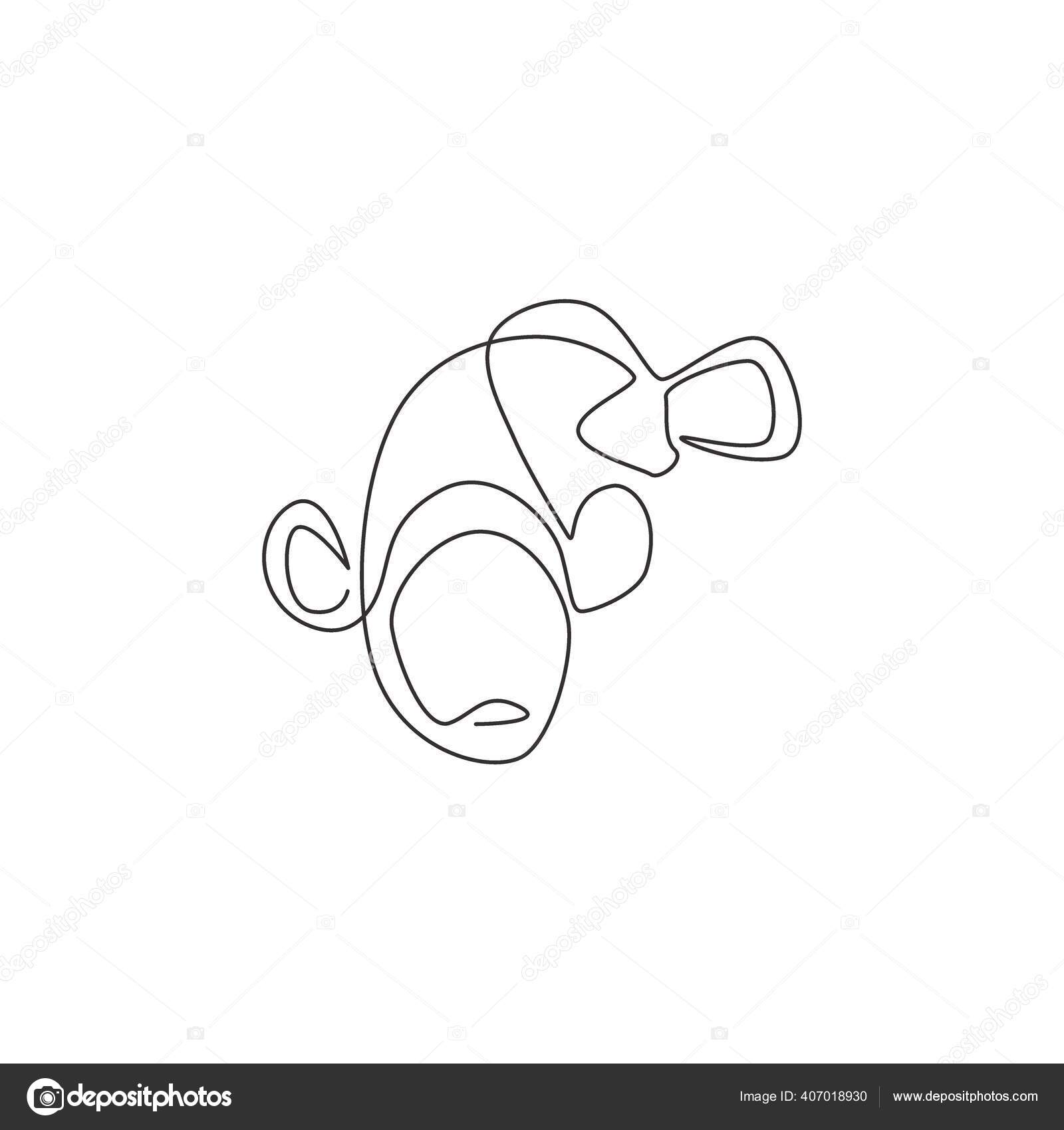 One Single Line Drawing Cute Clown Fish Aquarium Tank Logo Vector Image By C Simpleline Vector Stock