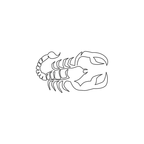 Jednoduchá Kontinuální Kresba Smrtícího Škorpióna Pro Identitu Loga Společnosti Koncept — Stockový vektor