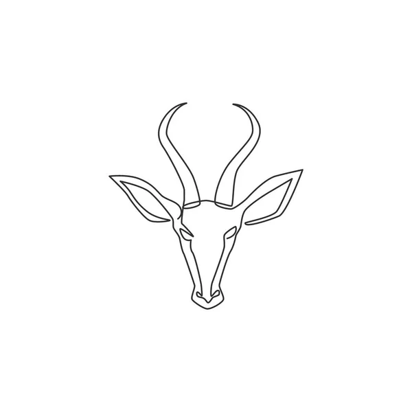 Satu Garis Gambar Antelop Kepala Menggemaskan Untuk Logo Perusahaan Identitas - Stok Vektor