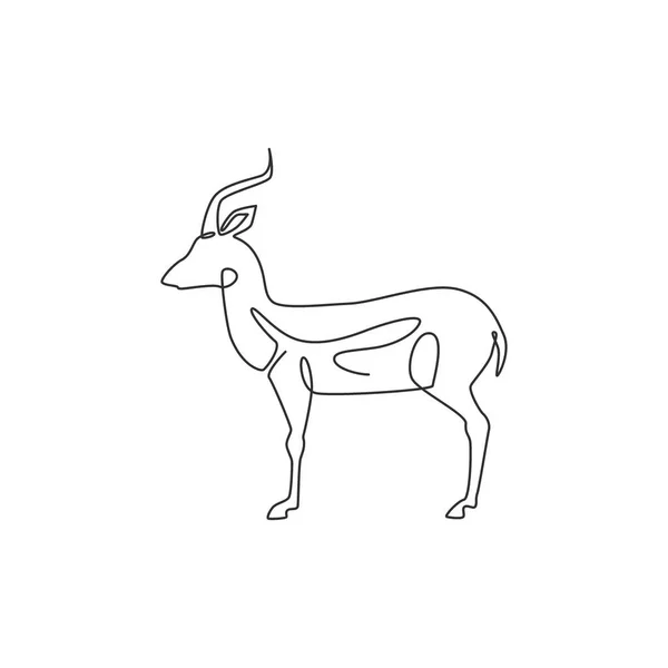 Unica Linea Disegno Antilope Bellezza Identità Del Logo Concetto Mascotte — Vettoriale Stock