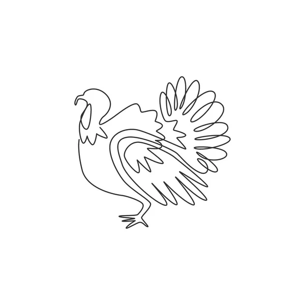 Una Línea Continua Dibujo Pavo Grande Para Identidad Del Logotipo — Vector de stock