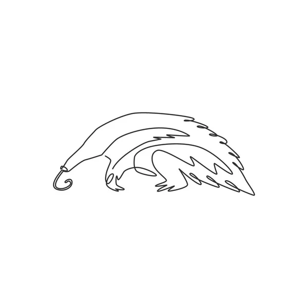 Logo Kimliği Için Tek Çizgi Halinde Büyük Karıncayiyen Çizimi Ulusal — Stok Vektör