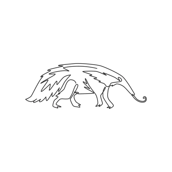 Logo Kimliği Için Büyük Karıncayiyenin Tek Çizgi Çizimi Ulusal Park — Stok Vektör