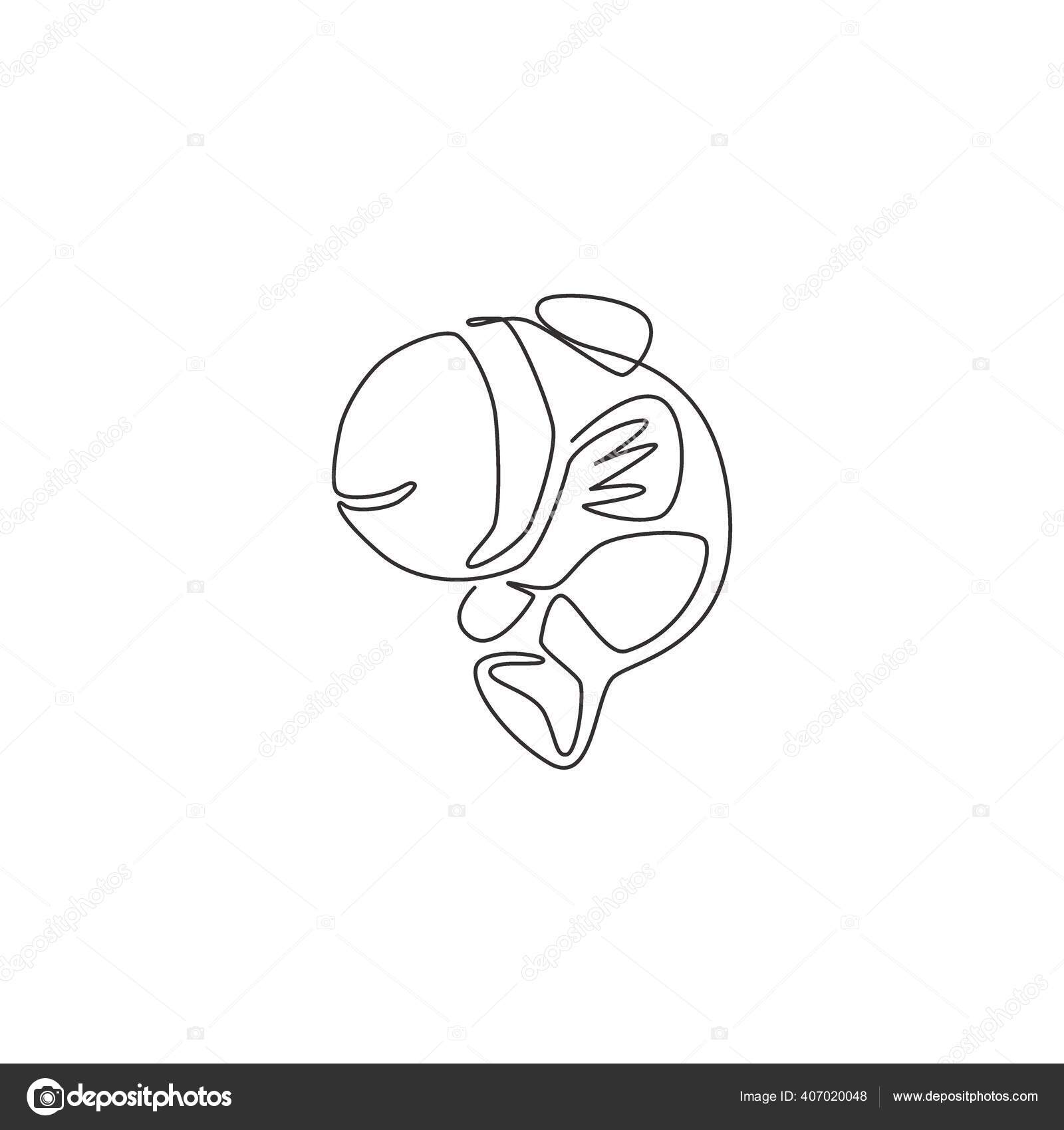 One Single Line Drawing Cute Clownfish Aquatic Logo Identity Stripped Vector Image By C Simpleline Vector Stock