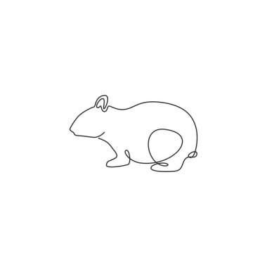 Logo kimliği için komik, şişman hamster çizimleri. Hamster gösteri ikonu için kemirgen hayvan maskotu konsepti. Modern bir çizgi çizimi tasarım vektörü çizimi