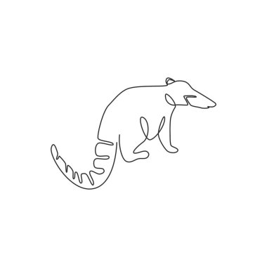 Single one line drawing of beautiful coati  for company logo identity. Diurnal mammals mascot concept for national conservation park  icon. Modern continuous line draw design vector illustration clipart