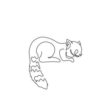 Şirin kırmızı panda çizimleri şirket logosu için. Ulusal Koruma Parkı ikonu için sevimli küçük panda maskotu konsepti. Modern tek çizgi çizimi tasarım vektör çizimi