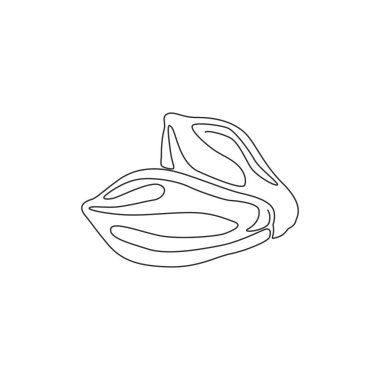 Meyve bahçesi logosu kimliği için tek sıra halinde iki sağlıklı organik papaya çiziyor. Meyve bahçesi ikonu için taze yaz meyvesi konsepti. Modern bir çizgi çizimi grafik tasarım vektörü çizimi