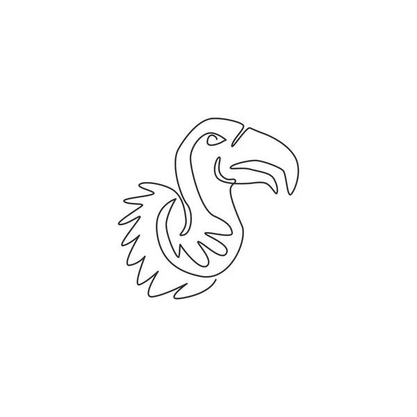 動物園のロゴのアイデンティティのための大規模なハゲタカの一本の線画 国立保護公園のアイコンのための獲物のマスコットの概念の鳥の彫刻 現代の連続線画ベクトル図 — ストックベクタ