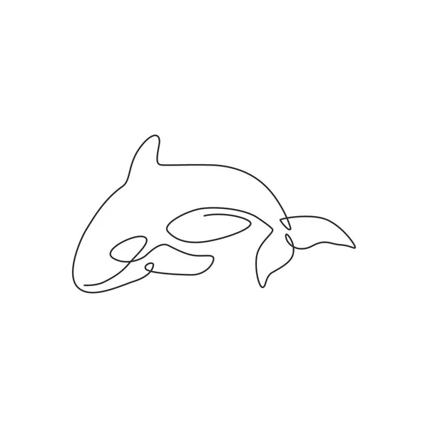 Uma Linha Contínua Desenho Orca Bonito Para Identidade Logotipo Marinho —  Vetores de Stock