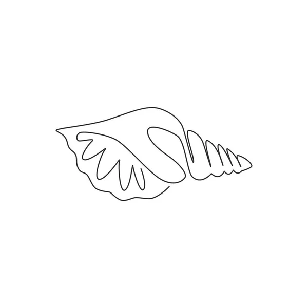 Одна Сплошная Линия Рисунка Симпатичной Морской Ракушки Идентификации Морского Логотипа — стоковый вектор