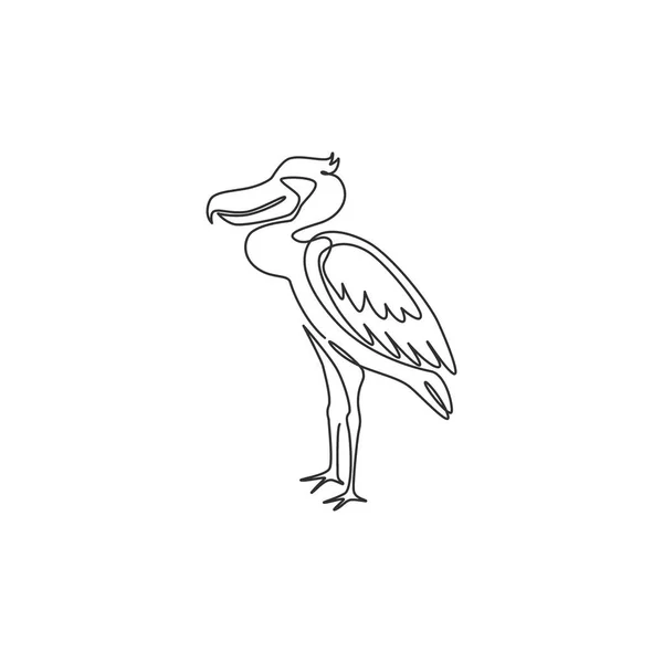 One Continuous Line Drawing Large Adorable Shoebill Logo Identity Большая — стоковый вектор