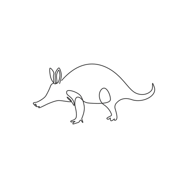 Single Continuous Line Drawing Adorable Aardvark Company Logo Identity Afrotheres — Stock Vector