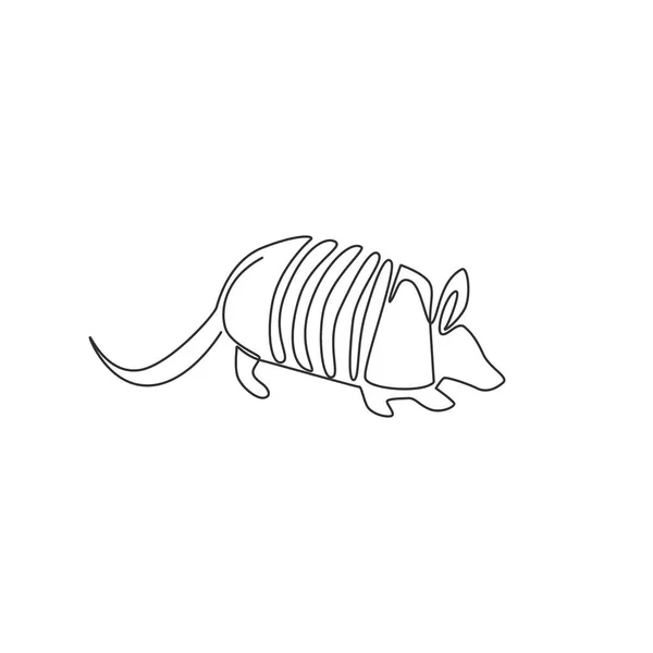 Single Continuous Line Drawing Beauty Armadillo Company Logo Identity Armoured — Stock Vector