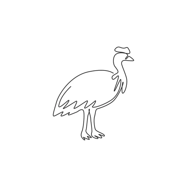 Uma Linha Contínua Desenho Cassowary Bonito Para Identidade Logotipo Empresa — Vetor de Stock