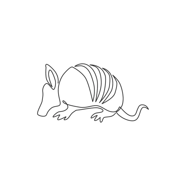 Dessin Ligne Continue Mignon Armadillo Pour Identité Logo Entreprise Concept — Image vectorielle