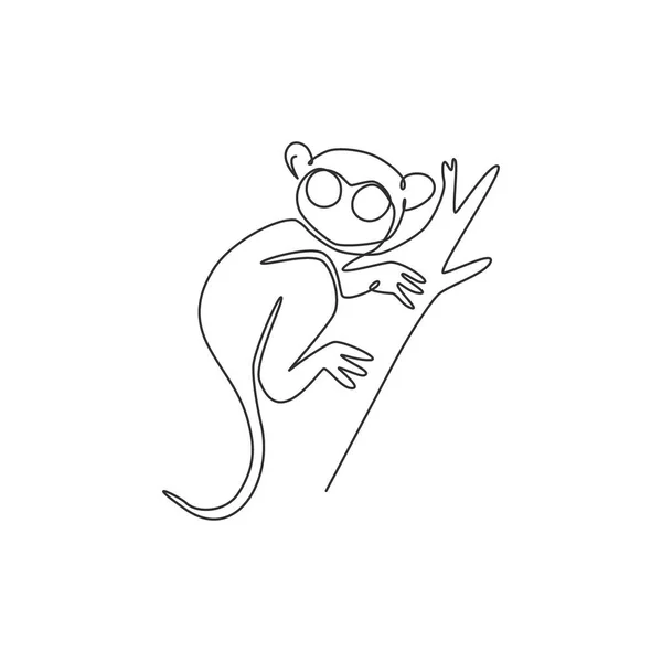 Dessin Unique Une Ligne Tarsier Drôle Pour Identité Logo Fondation — Image vectorielle