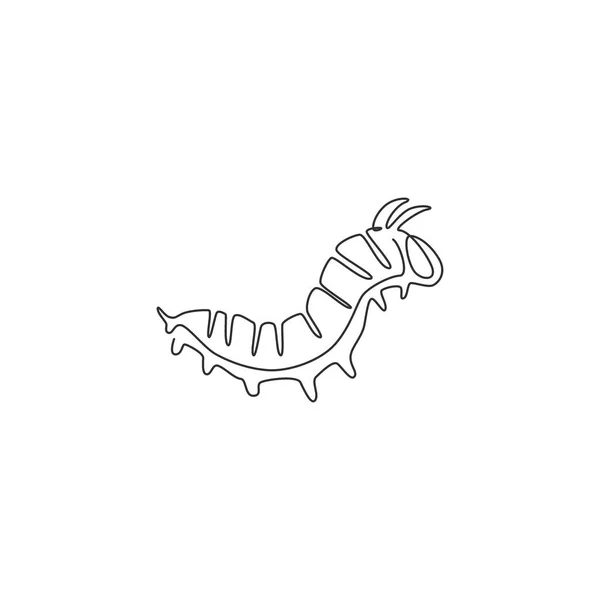 Disegno Una Riga Bruco Bellezza Identità Del Logo Aziendale Mangiare — Vettoriale Stock