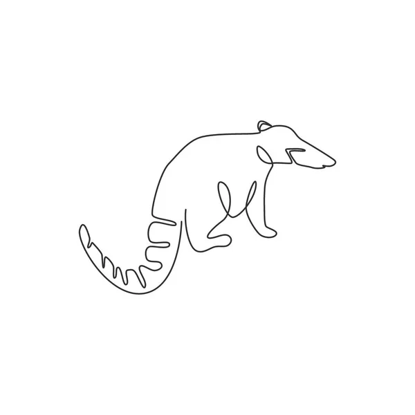 Disegno Una Linea Bellissimi Coati Identità Del Logo Aziendale Concetto — Vettoriale Stock