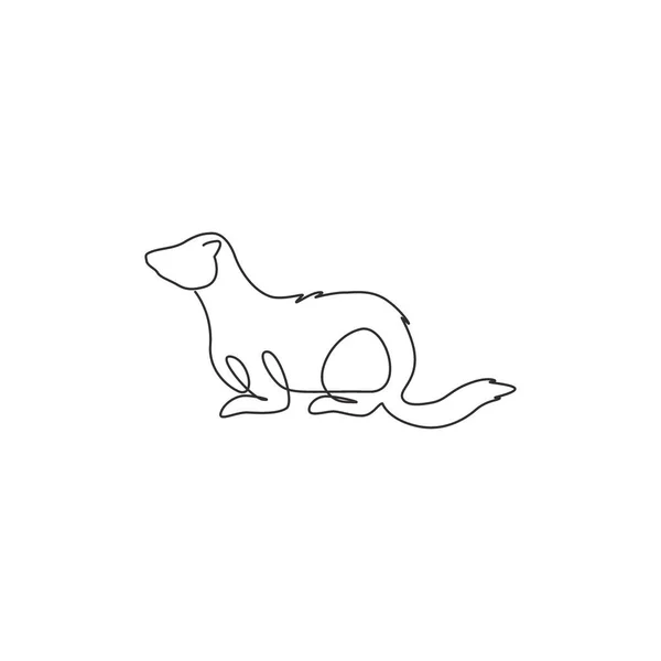 Один Непрерывный Рисунок Линии Очаровательного Хорька Логотипа Компании Сексуально Диморфные — стоковый вектор