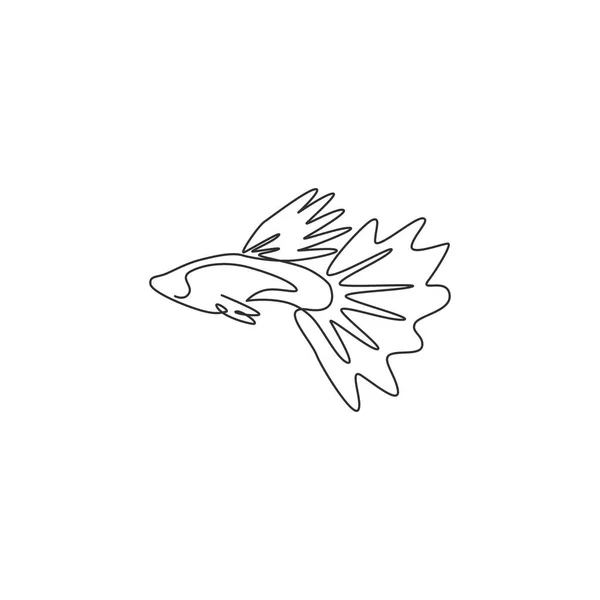 Een Continue Lijn Tekening Van Schattige Guppy Vis Voor Logo — Stockvector