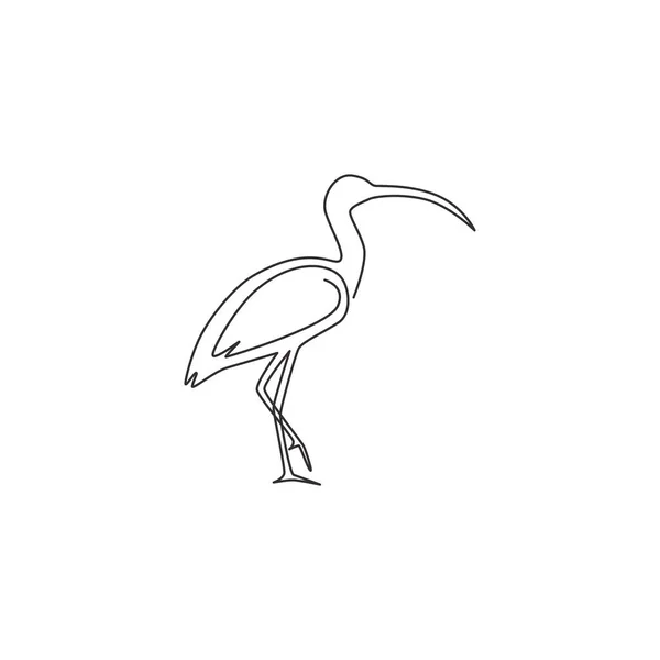Однорядковий Безперервний Малюнок Елегантної Птиці Ібіс Логотипу Організації Університетська Концепція — стоковий вектор