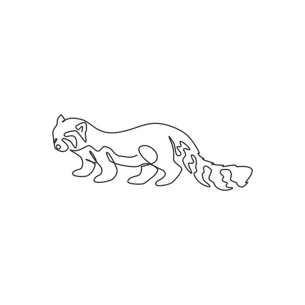 Одна Линия Рисунка Восхитительной Красной Панды Логотипа Компании Концепция Талисмана — стоковый вектор