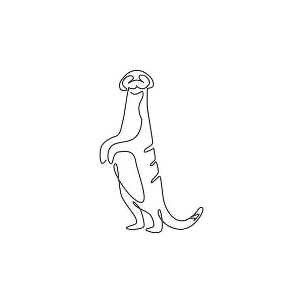 Una Línea Continua Dibujo Suricata Lindo Para Identidad Del Logotipo — Archivo Imágenes Vectoriales