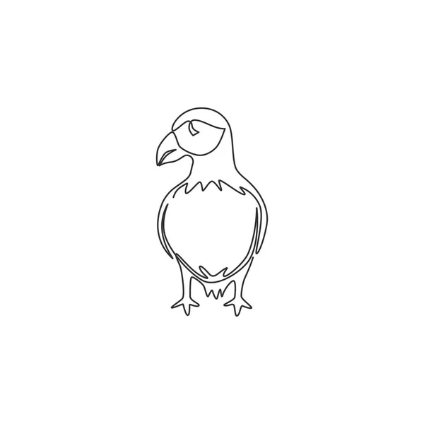 Uma Única Linha Desenho Puffin Engraçado Para Identidade Logotipo Organização — Vetor de Stock