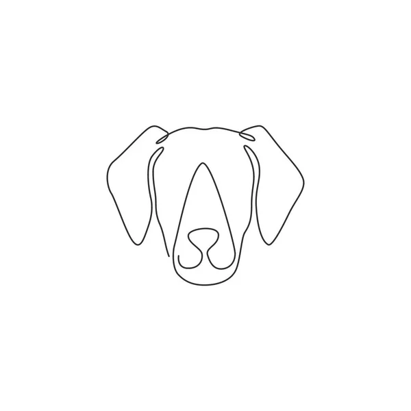 Singolo Disegno Linea Continua Cute Labrador Retriever Cane Testa Identità — Vettoriale Stock