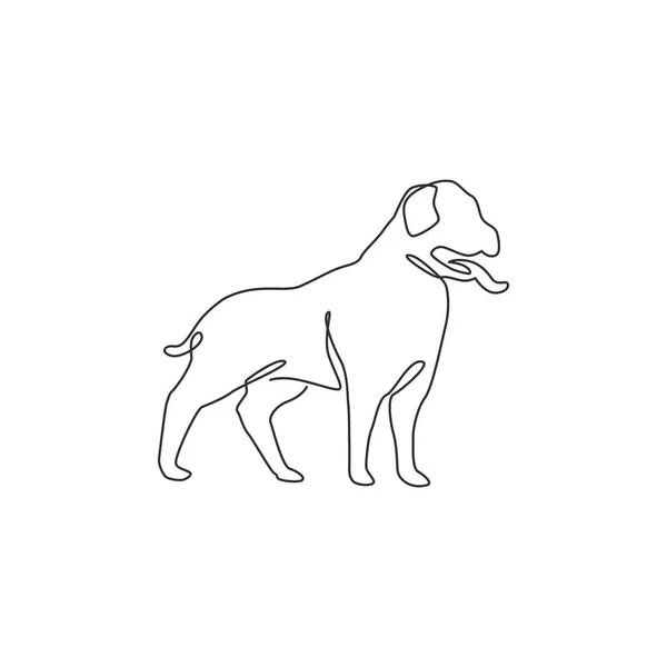 Dibujo Una Sola Línea Perro Rottweiler Apuesto Para Identidad Complogo — Vector de stock
