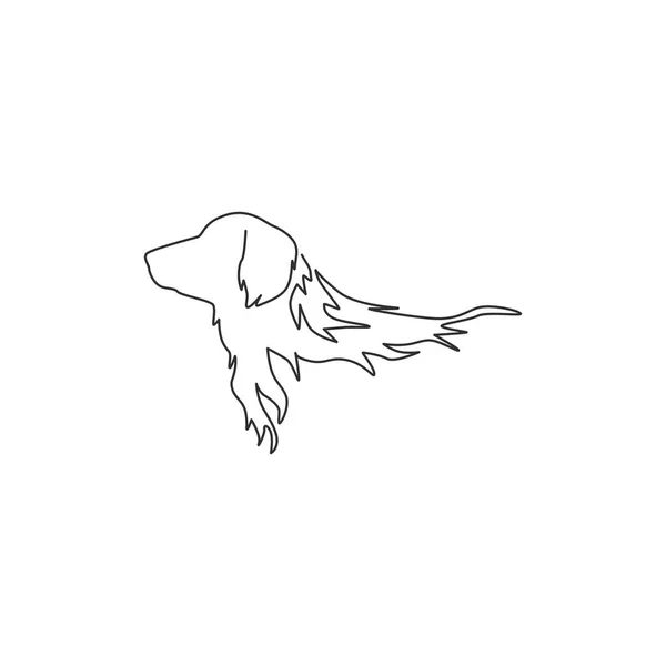会社のロゴのアイデンティティのための愛らしい黄金のレトリバー犬のシングル連続線画 血統に優しいペットのアイコンのための純粋な犬のマスコットの概念 モダンな1行の図面ベクトルのイラスト — ストックベクタ