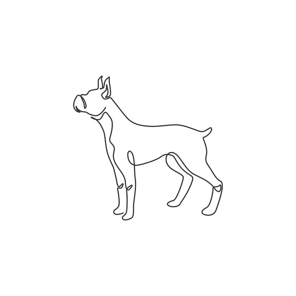 Jednořádková Kresba Galantního Boxerského Psa Pro Identitu Loga Bezpečnostní Společnosti — Stockový vektor