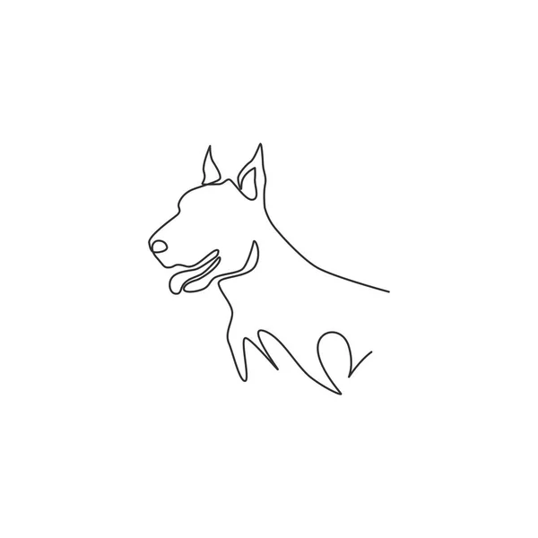 Kontinuerlig Ritning Vild Doberman Hund För Säkerhet Företagets Logotyp Identitet — Stock vektor