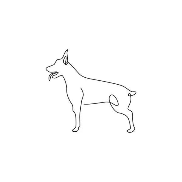 One Continuous Line Drawing Dashing Doberman Dog Security Company Logo — стоковый вектор