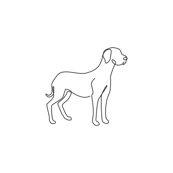 Una Línea Continua Dibujo Gran Perro Danés Apuesto Para Identidad — Vector de stock