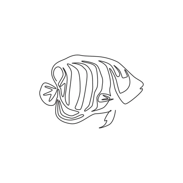 Single One Line Drawing Funny Regal Angelfish Company Logo Identity — Stock Vector